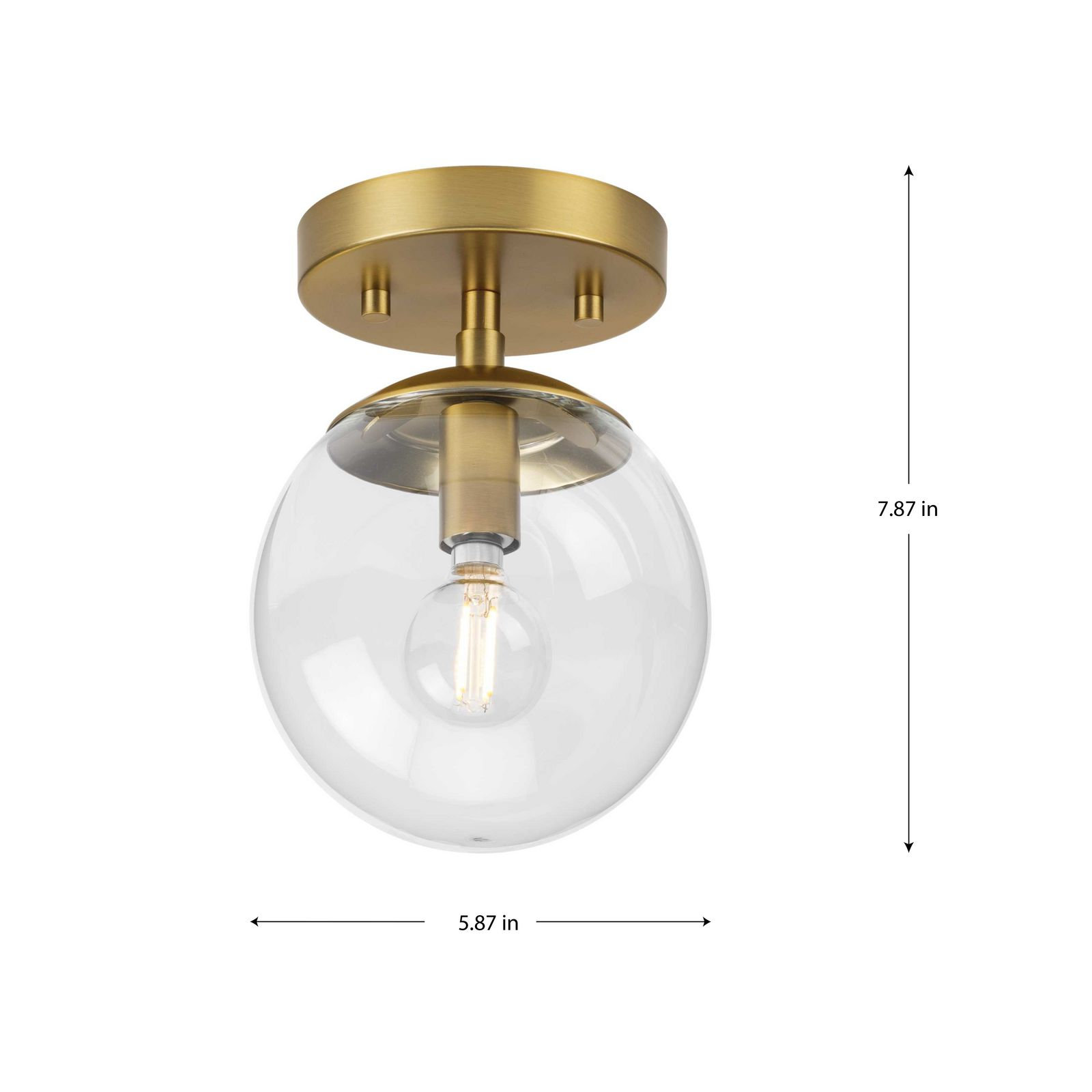 Single Light Glass Flush Mount, Brushed Bronze
