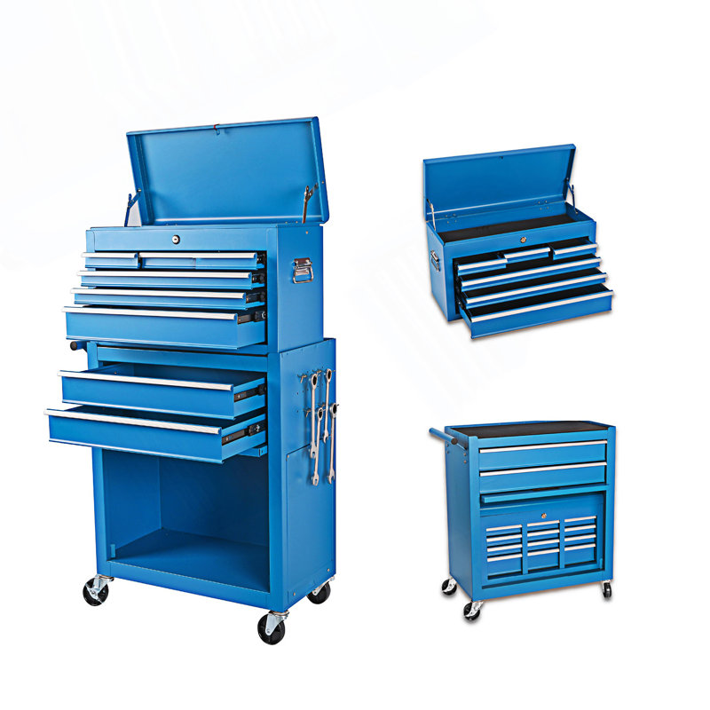 Armoire décorative, coffre à outils, armoire de rangement à outils à 8 tiroirs avec coffre à outils amovible 2 en 1