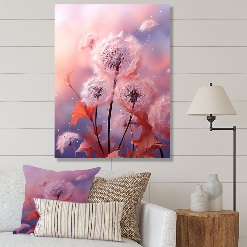 «Delicate Calm Dandelion Serenity V - Autre plante et fleurs», art mural, Toile tendue, H 32 po x l 24 po
