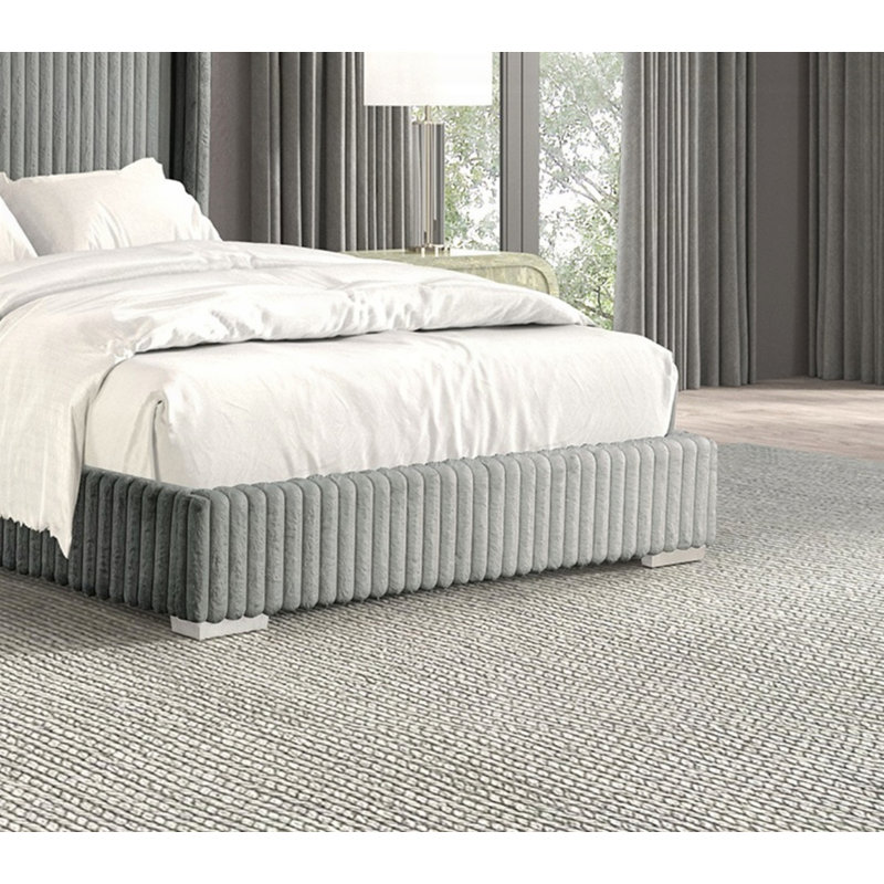 Bed Fur Chenille Fabric beds, Grey, Queen