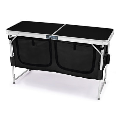 4 FT. Black Patio Aluminium Folding Table With Fabric Storage Bag