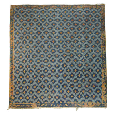One-of-a-Kind 12' X 14' 1950s Cotton Area Rug