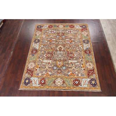 Tapis unique en laine noué à la main 8 pi 0 po x 9 pi 8 po nouvel âge Makynlee