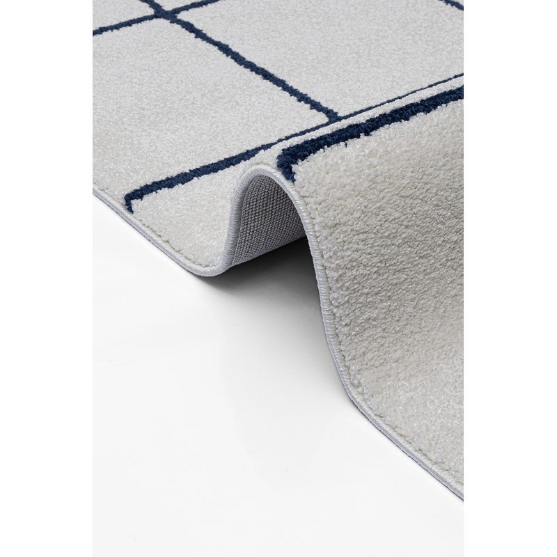 Tapis bleu marine en polyester Marquaveon, Rectangle 4 pi x 5 pi 11 po