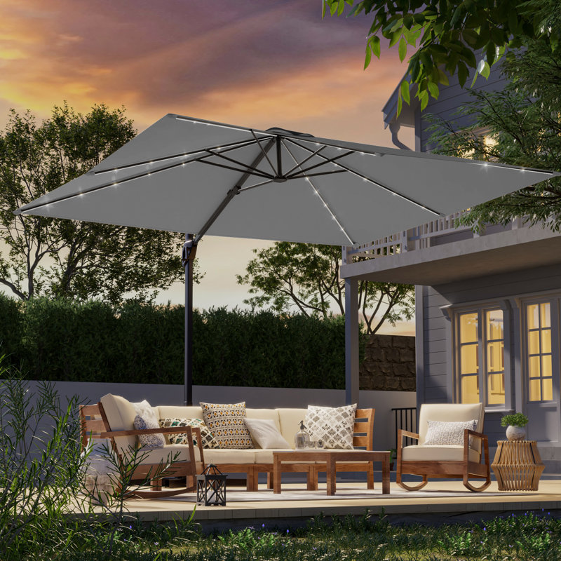 Parasol en porte-à-faux à DEL 10 x 8 pi, Gris