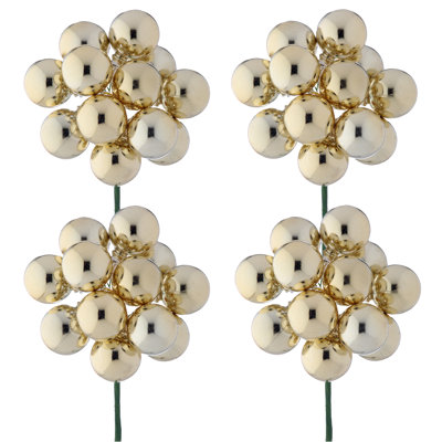 30mm Shatterproof Plastic 12 Bunch Shiney Stem Ball 