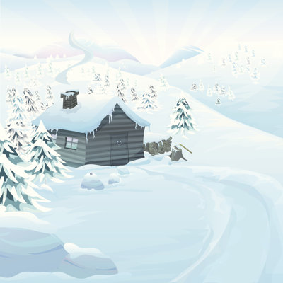 Vector Winter Landscape by Mythja - Wrapped Canvas Print
