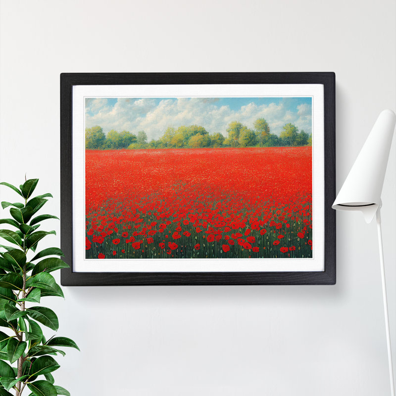 XH1022-9696X Vivacious Poppies Flowers - Single Picture Frame Print, Black, 34cm H x 46cm W