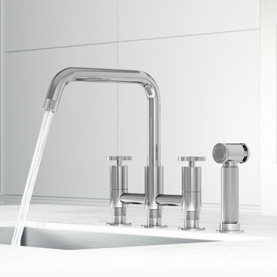 Cass 12" H 2-handle Bridge Kitchen Faucet with Side Sprayer