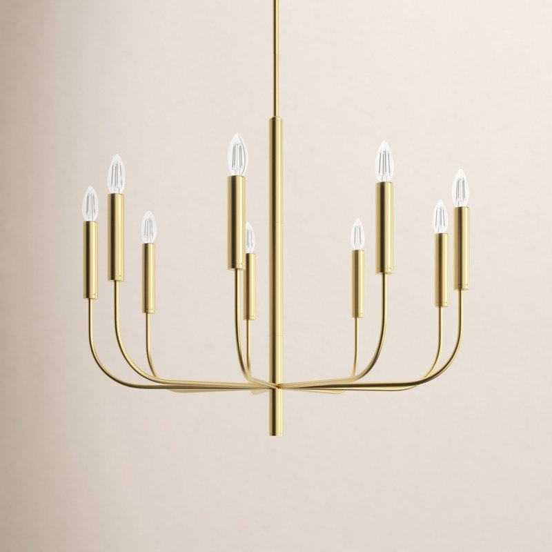 Tedder 9 - Light Dimmable Classic / Traditional Chandelier, Burnished Brass