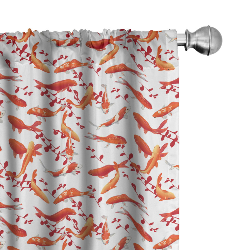 Fish Window Curtains Semi-Sheer Rod Pocket Curtain Panels, 28" x 95"