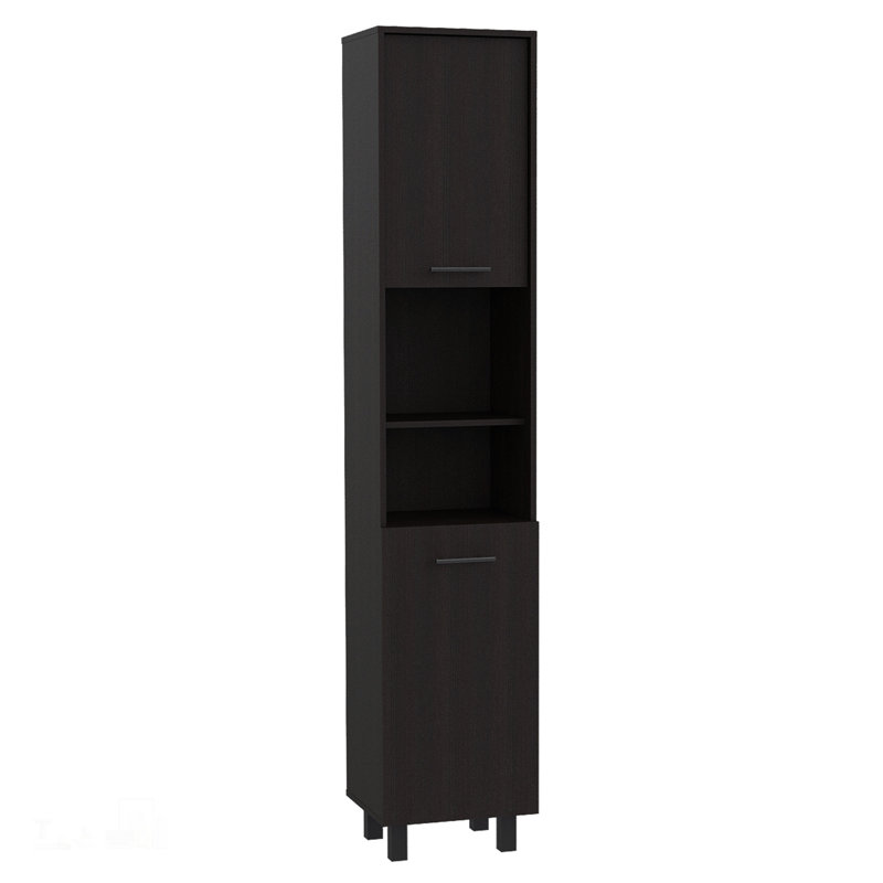 Garde-manger à 2 portes avec 2 espaces de rangement et 2 tablettes ouvertes, parfait pour le rangement et la présentation dans les maisons modernes