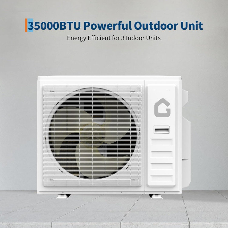 35 000 BTU 19 SEER2 mini-pompe à chaleur à 4 zones AC / 9k + 12k + 12k WiFi, couvre plusieurs pièces avec un condensateur préchargé pour la maison, le bureau
