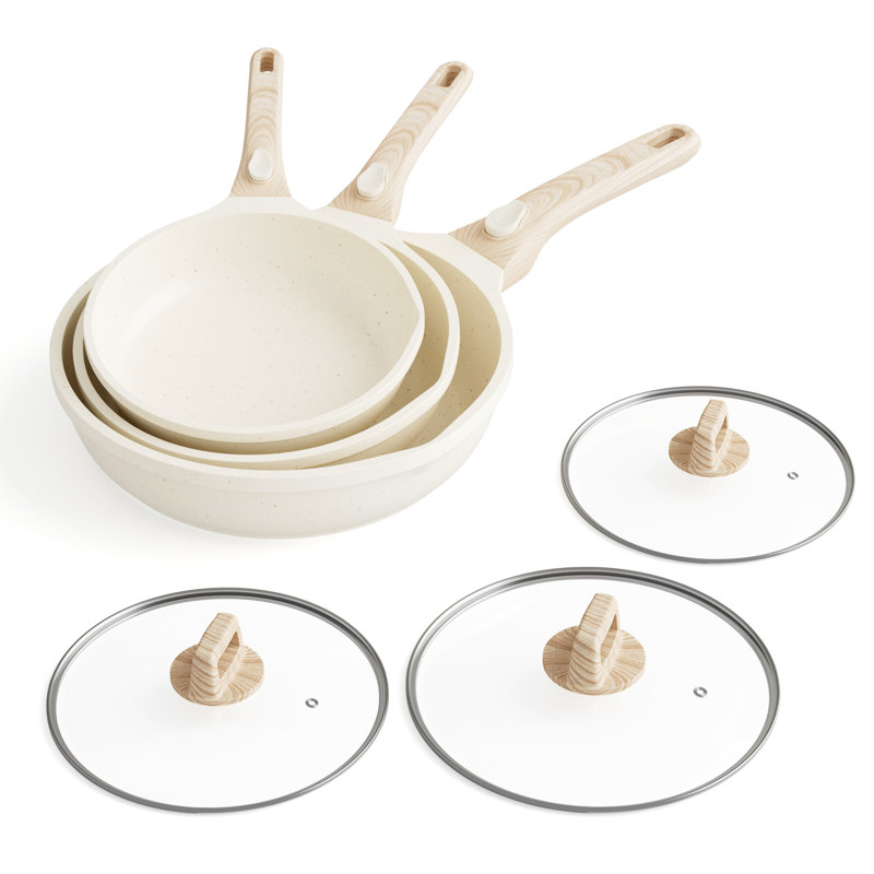 Aluminum Non-Stick Frying Pan Set, Beige