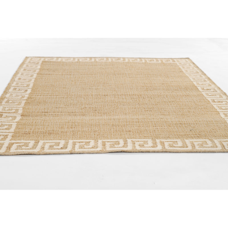 Erin Gates by Momeni Orchard Greek Key Jute and Wool Hand Woven Ivory Area Rug, Rectangle 3'6" x 5'6"