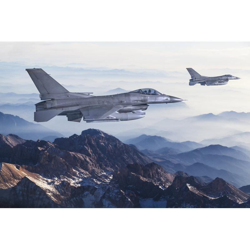 Jets Flying Over The Mountains by Guvendemir - Wrapped Canvas Print, 51cm H x 76cm W x 3.8cm D