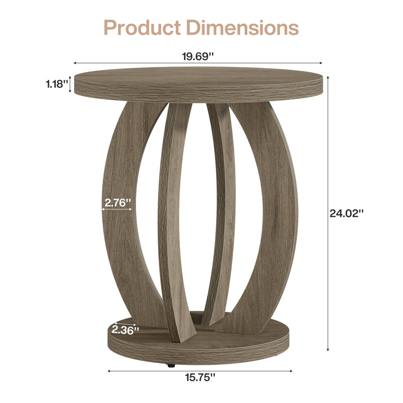 Table de chevet 24 po, Ensemble de 2, Gris
