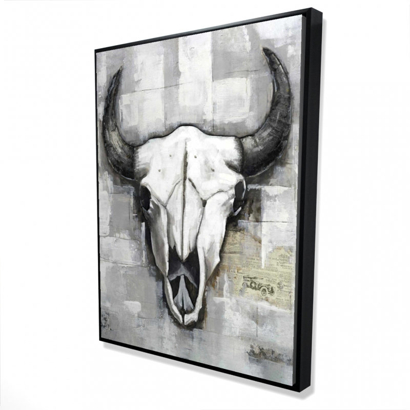 Impression de crâne de taureau de style industriel sur toile