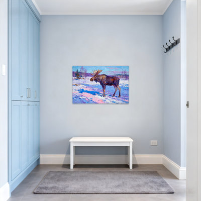 Christmas Winter Moose Landscape Canvas Art Print