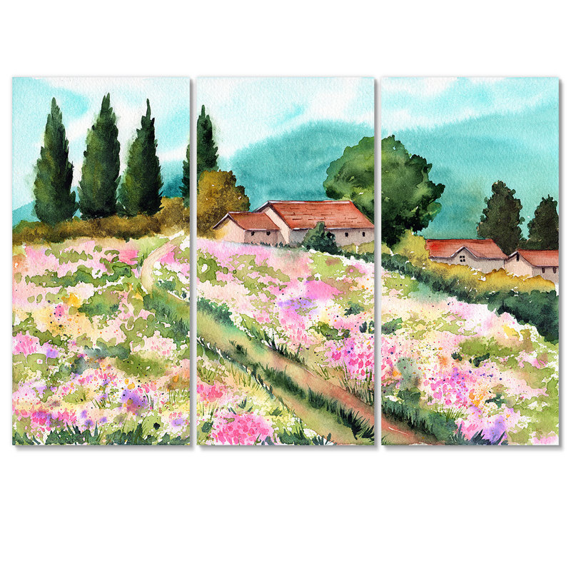 «Little Mountain House On In Meadows», reproduction d'art sur toile, H 40 po x l 60 po x P 1 po