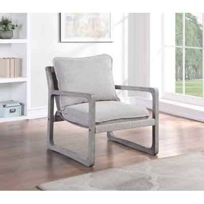 Glenoe Accent Chairs-Solid Wood With Nubby Fabric