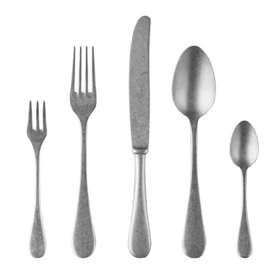 Vintage Flatware Set with Cake Forks - 30 Pieces - Pewter