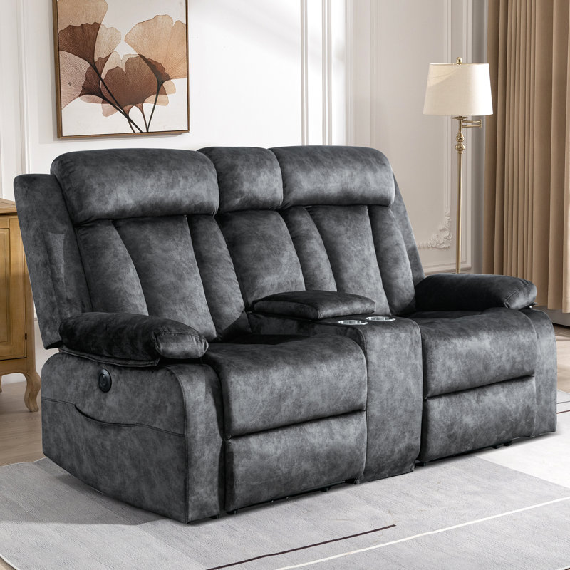 70.9'' Velvet Pillow Top Arm Reclining Loveseat, Gray Velvet