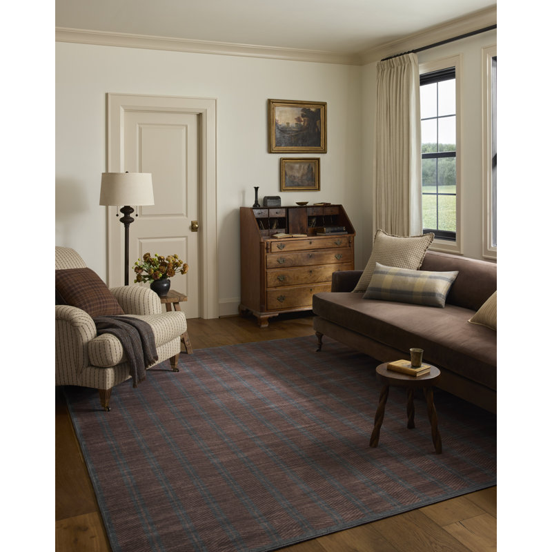 Bobby Geometric Indoor Rug, Merlot / Denim, 9 pi 3 po x 13 pi