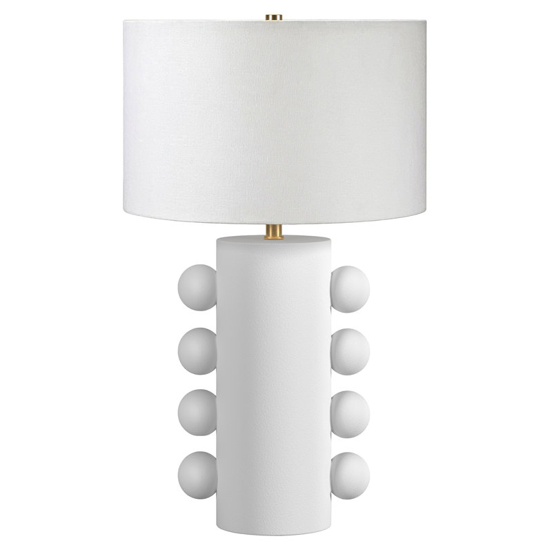 Jurrah 27" Tall Ceramic Table Lamp with Fabric Shade in Matte White/White, White