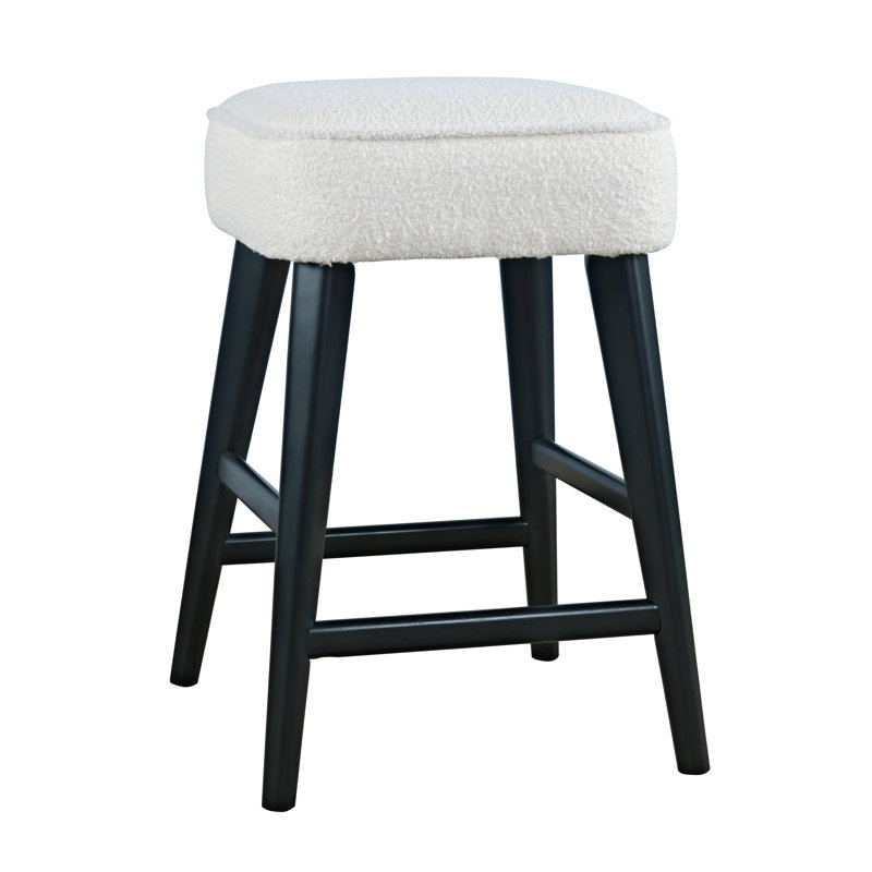 Donavan Mid-Century Modern Upholstery Backless Counter Barstool, Black