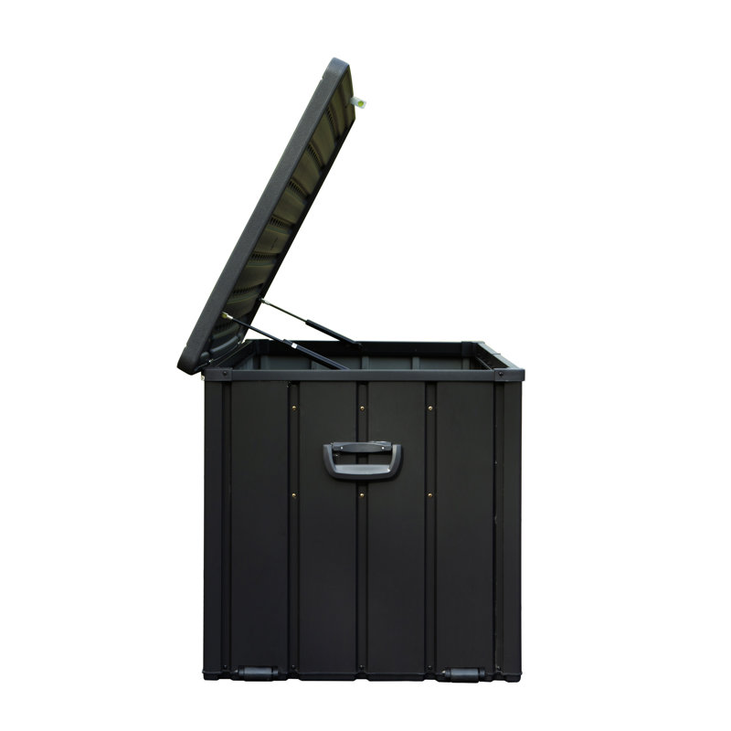 Boîte de rangement à persiennes 100 gallons Domi, 29.72" H x 49.41" W x 29.57" D, Dark Grey