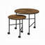 Ensemble de 2 tables gigognes avec roulettes, chêne rétro