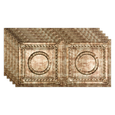 Rosette 24.375'' L x 48.375'' W Textured Vinyl Glue Up Ceiling Tile