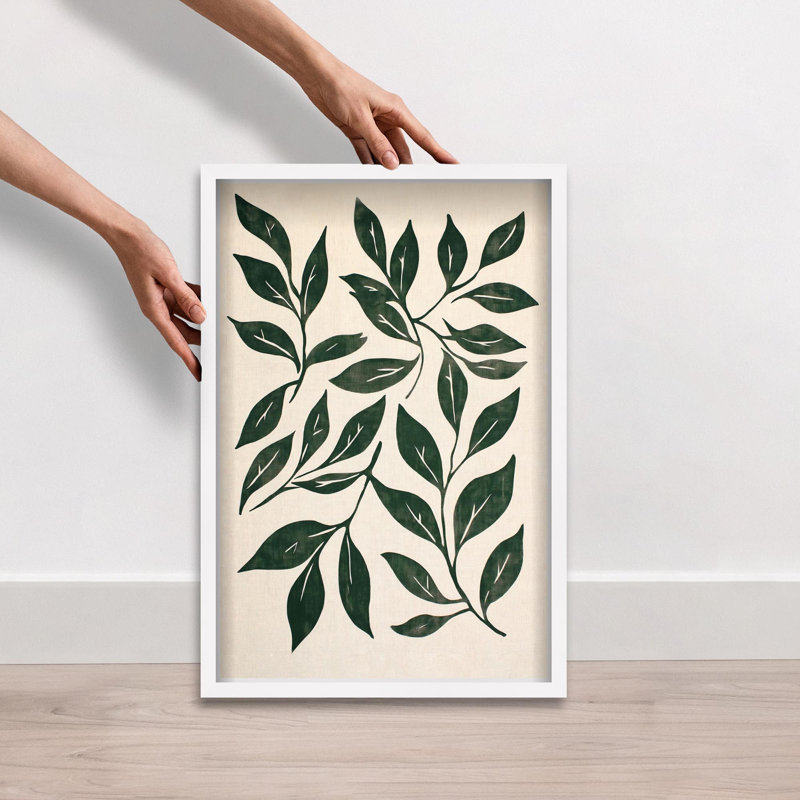 Oliver Gal Leaf Linen II Floral and Botanical - Luxury Shadowbox Framed Wall Art, 25" H x 17" W, White