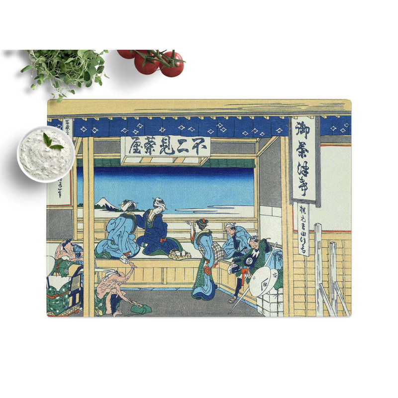 Tempered Glass Yoshida at Tokaido by Katsushika Hokusai Chopping Board, 39 cm x 28.5 cm