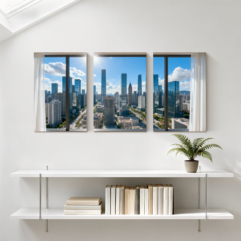 Ensemble de 3 impressions d'art sur toile, paysage urbain et urbain moderne, H 18 po x l 36 po