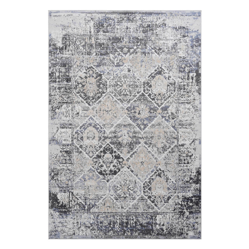 Area Rug, Collection Grey / Blue / Traditional, Rectangle 6'7" x 7'9"