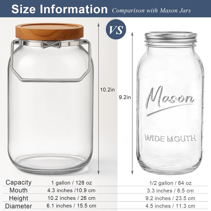 2 Pack Glass Flour Sugar Storage Containers With Handle