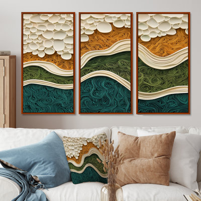 Biomorphism Earth Rhythm In Chaos I - Art mural abstrait lyrique - ensemble de 3