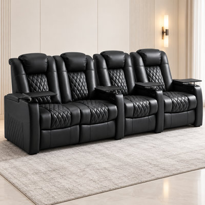 Power Zero Gravity Top Grain Leather Home Theater Recliner Seating