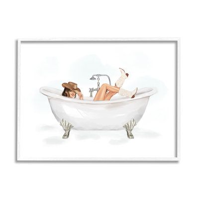 Cowgirl in Bathtub by Ziwei Li Single Picture Frame Print on Canvas