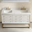  Ensemble de meuble-lavabo autoportant à double cuve 60 po avec plateau en pierre, éclairage DEL et structure en métal doré Celestia-948674774-948674772