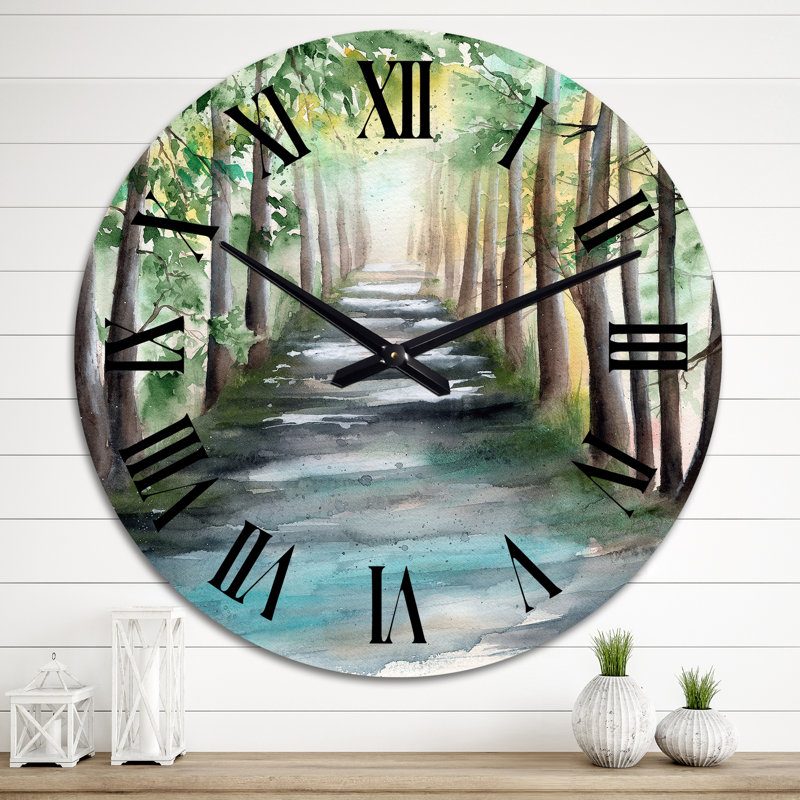 Horloge murale traditionnelle A A Sunlit Forest Alley, Grand