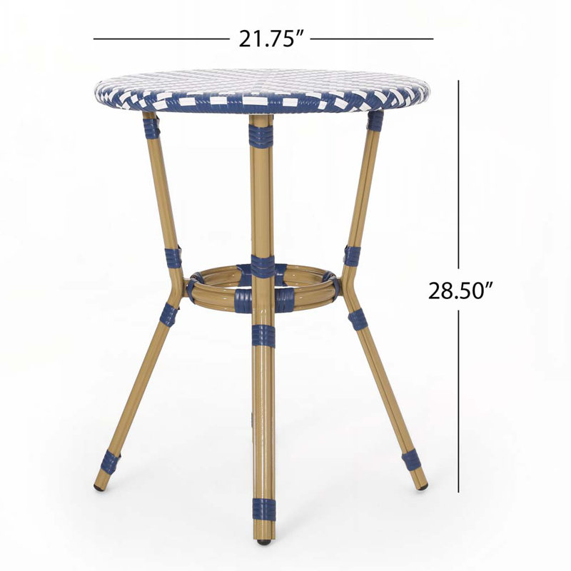 Patio Bistro Table with Rattan Top,Aluminum Frame