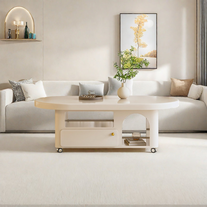 Cream-style movable coffee table, Cream, 16.5" H x 51.2" L x 23.6" W