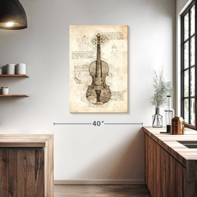 Abarca Old Violin Blueprint, 39" H x 26" W