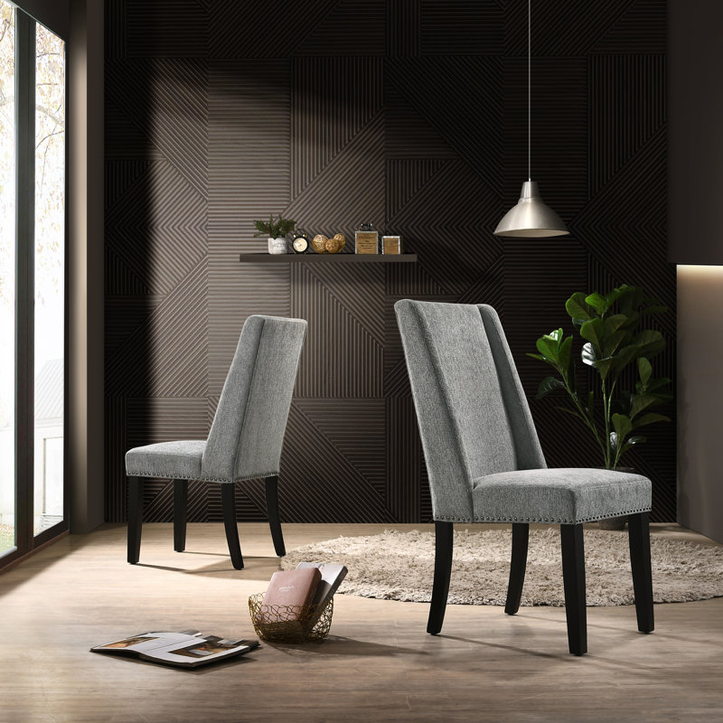 Chaise de salle à manger élégante avec siège ergonomique beige H 40 po x l 19,5 po, Bois flottant naturel, Fauve
