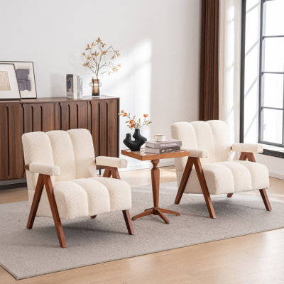 Chaises décoratives de style médiéval-moderne, fauteuils de salon en forme de nuage, structure en bois massif, tissu chenille, ensemble 2 pièces