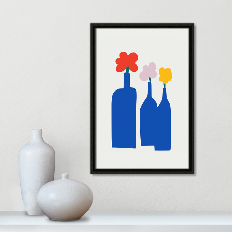 «Bold Blooms Trio Print» par Dean, Framed Canvas, 13.5'' W x 19.5'' H, Flottant espresso