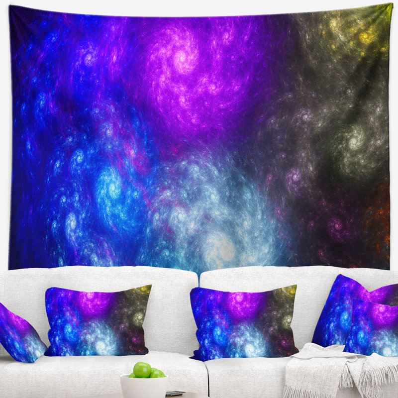 Tapisserie galaxies amas stellaires pivotant en couleurs fractales abstraites, H 32 po x l 39 po